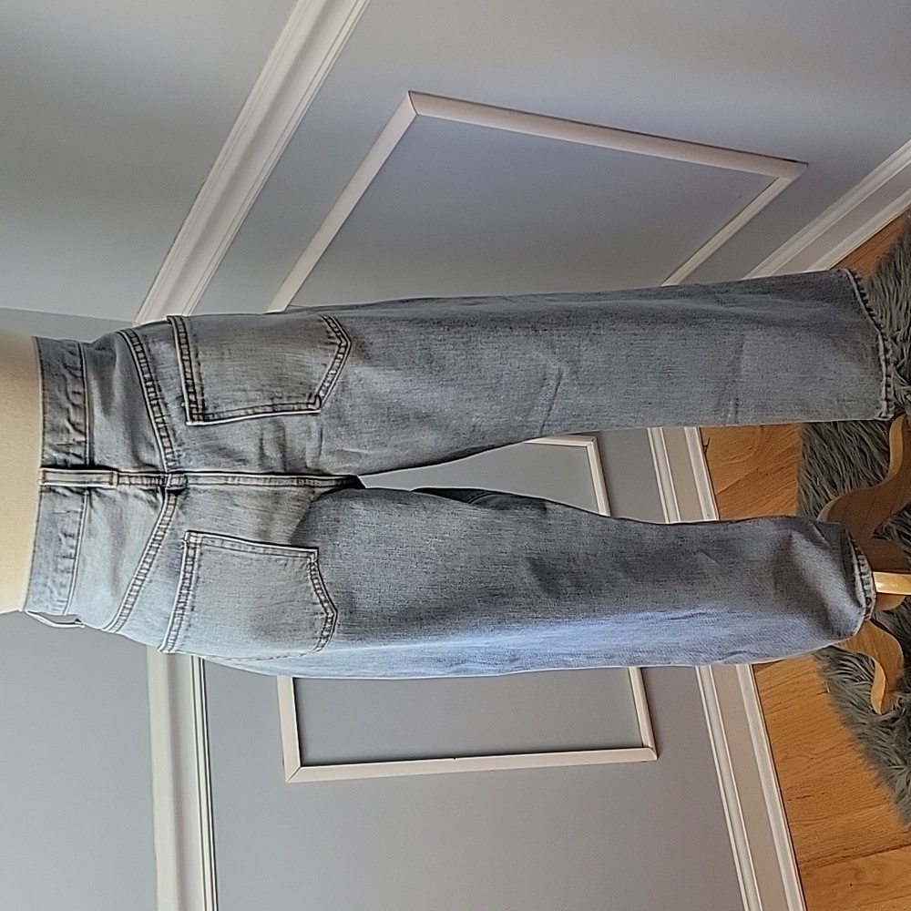 FREE PEOPLE | ANTHROPLOGIE Straight‎ Leg Button Fly Cropped Light Wash Jeans 31 - Picture 3 of 8